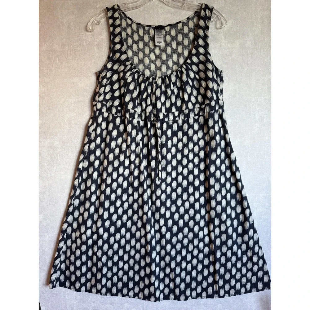 Patagonia Dress Womens‎ 2 Black White Sleeveless Ruffle Organic Cotton Hemp Tie